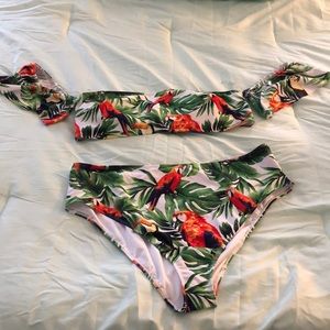 Two piece tropical bikini set